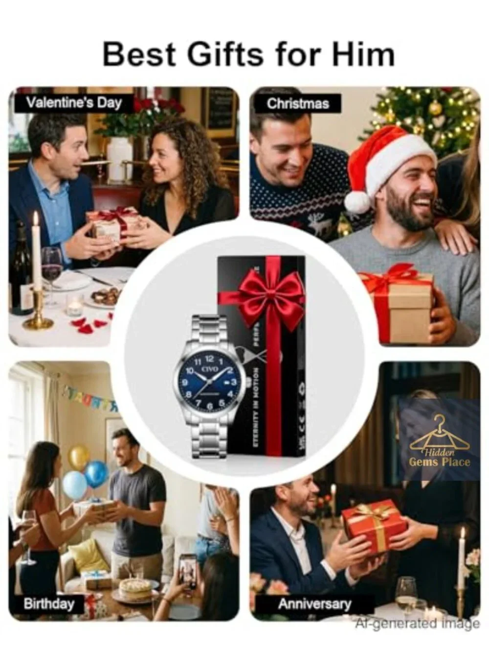 Men's Stainless Steel Quartz Watch - Easy Read Analog Dress Wrist Watch